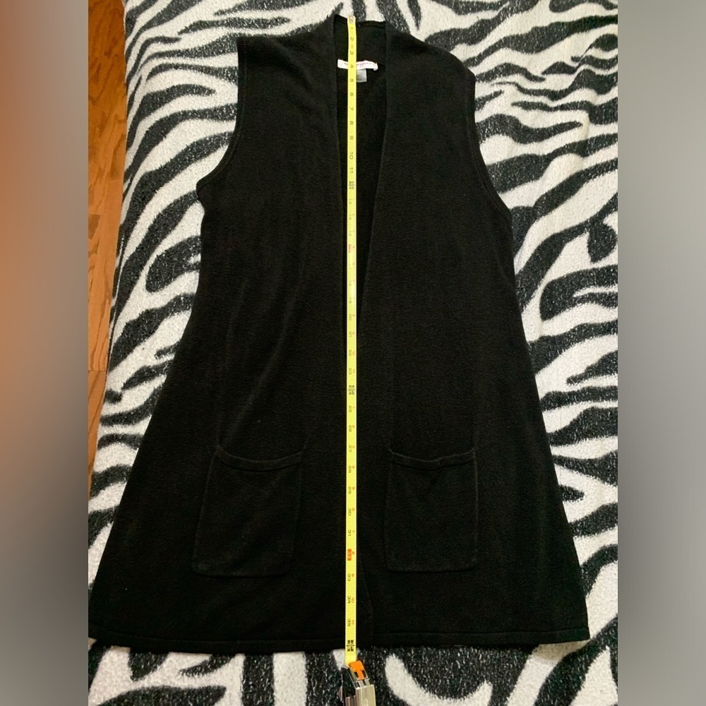 Allison Daley Black Long Sweater Vest Size PM - Picture 5 of 6